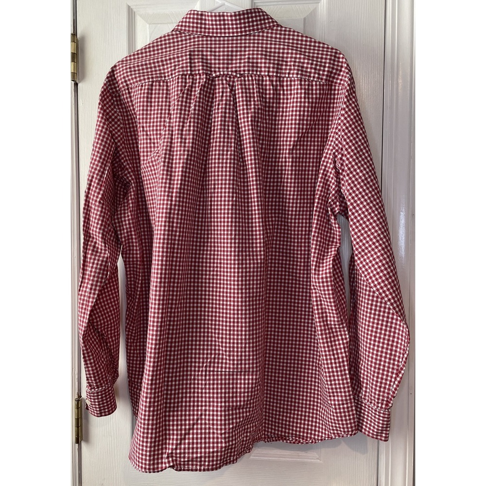 Fairway & Greene Mens Button Up Shirt Cotton XLarge Red White Check Long Sleeve - Picture 9 of 16